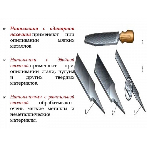 Применение напильников и рашпилей