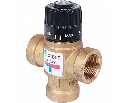 STOUT  Термостатический смесительный клапан для систем отопления и ГВС 3/4  ВР   20-43°С KV 1,6