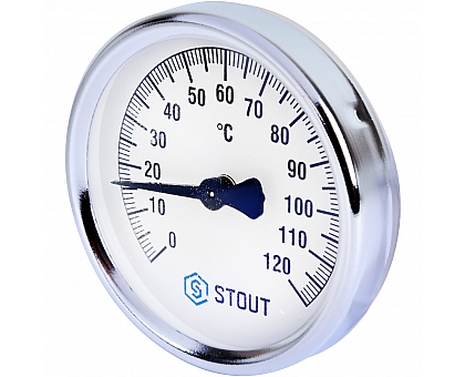 STOUT SIM-0004 Термометр биметаллический накладной с пружиной. Корпус Dn 80 мм, 0...120°С, 1-2