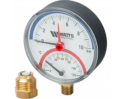 Watts  F+R828 Термоманометр радиальный 10х1/2 DN 80 (0-10 бар)