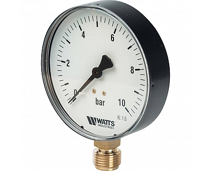 Watts  03.22.210 F+R200(MDR) 100/10x1/2 Watts Манометр радиальный 100 мм, 0-10 бар