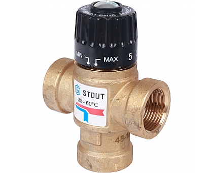 STOUT  Термостатический смесительный клапан для систем отопления и ГВС 3/4  ВР   35-60°С KV 1,6