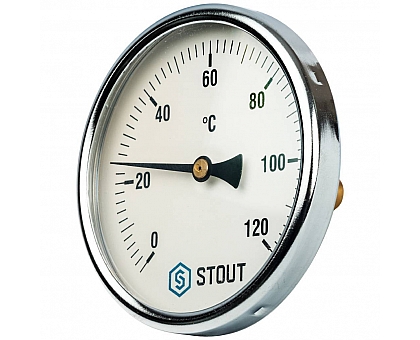 STOUT SIM-0001 Термометр биметаллический с погружной гильзой. Корпус Dn 100 мм, гильза 50 мм 1/2, 0...120°С