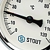 STOUT SIM-0003 Термометр биметаллический с погружной гильзой. Корпус Dn 63 мм, гильза 50 мм, резьба с самоуплотнением 1/2, 0...120°С
